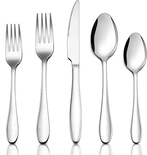 Herogo Besteck Set 6 Personen, 30-teilig Edelstahl Besteckset mit Messer Gabel Löffel, Elegantes Essbesteck Set für Haus/Restaurant, Spiegelpoliert & Rostfrei, Spülmaschinenfest