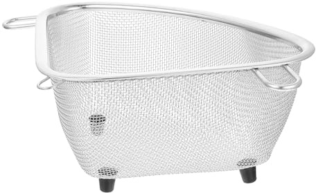 HEMOTON In Acciaio Inox Colino Setacci Maglia di Acciaio Filtro Lavello Scolapiatti Cremagliera di Piatto di Lavaggio Ciotola con Un Ampio Cerchio di Riposo Piedi Maniglia A Forma