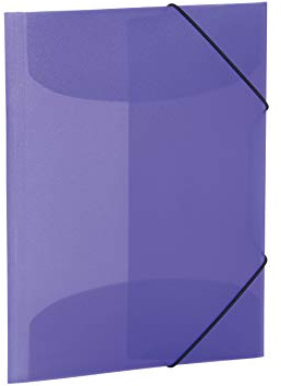 HERMA Samlarmappar A3 lila transparent set, 3 stycken, hörnspännarmappar av plast med elastiskt band och innerklaffar för barn, pojkar och flickor
