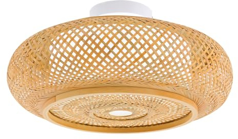 SHZICMY E27 Deckenleuchte Bambus Holz Gewebt Deckenlampe Küchenlampe Wohnzimmerlampe Badezimmer Lampe für Wohnzimmer, Schlafzimmer, Büro 40cm