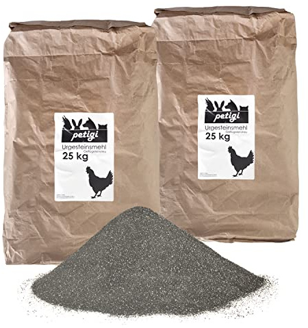 Petigi Polvere di Roccia Zeolite Zeolith Bagno di Polvere per Polli Diabase SelezionePollaio, Quantità:50 kg