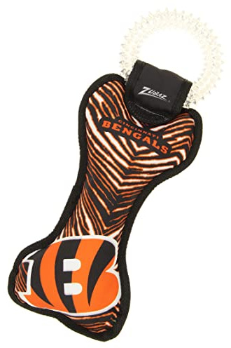 Zubaz NFL Team Logos and Colors Ring Tug Toy with Squeaker for Dogs, Cincinnati Bengals