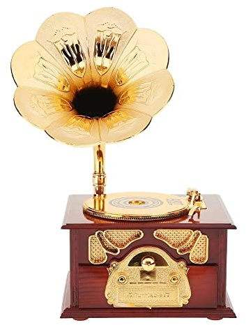 TOMYEUS Carillon Antico Classico Retro Corno grammofono grammofono Scatola Musicale Antico Classico retrò grammofono Musica Box Decorazione della casa Regalo Carillon per Ragazze (Color : Burgundy)