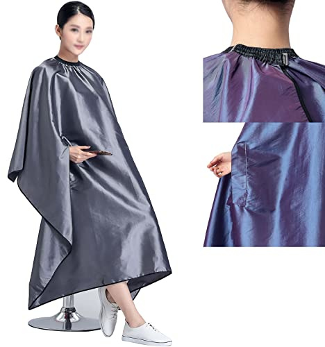 XDONEF Barber Cape with Hand Holes Waterproof Hair Cutting Cape for Women Haircut Cape with Adjustable Metal Clip Hairdresser Salon Supplies for Adults Unisex 55x63 Gray