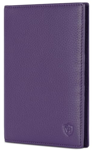 VON HEESEN® Reisepasshülle Leder Etui mit RFID-Schutz - Passhülle Passport Reisepass Mappe Hülle Organizer - Reiseorganizer für Damen & Herren (Violet)