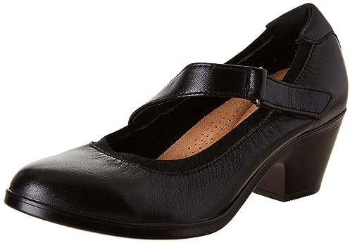 Clarks Black's Emily 2 Mabel Pump, Black Leather, 8 Wide US