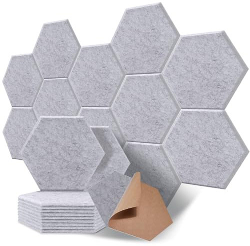 SOSINYA Mousse Acoustique Autocollante,12 Pack Panneaux Acoustiques Haute Densité pour la Décoration Mur/Porte/Plafond et le Traitement Acoustique, panneau acoustique mural(30x26x1cm)