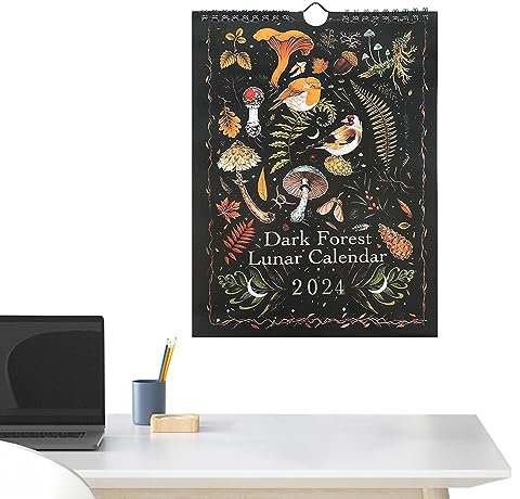 Dark Mondkalender 2024 | 2024 Wasserdichter Wandkalender mit 12 Dark Illustrationen - Wasserdichter Mondkalender, 12 Illustrationen zu Ostern und Weihnachten
