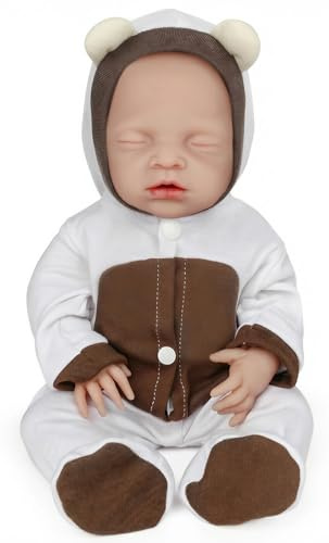 Vollence 46 cm Vollständige Silikon-Reborn-Babypuppen anatomisch korrekt lebensechte Neugeborene Silikonbaby-Puppen für Kinder und Kleinkinder Kinder Geschenke - Mädchen