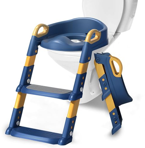 RZMZBY Riduttore WC Bambini con Scaletta Regolabile,Riduttore WC per Bambini,Riduttore WC Portatile Pieghevole,per V, U, O