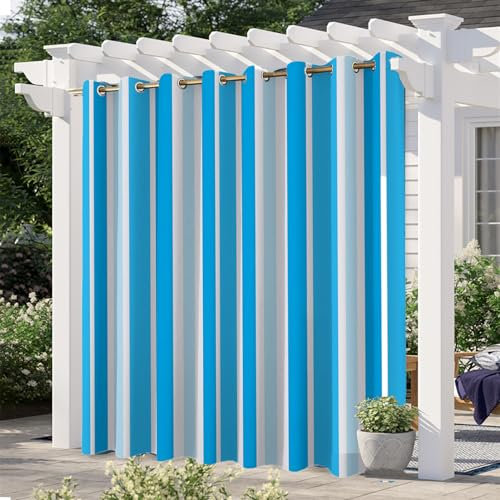 Cozomiz 1 Stücke Outdoor Vorhänge Wasserabweisend UV Schutz Aussenvorhang mit Ösen Winddicht Garten Verdunkelung Sichtschutz Sonnenschutz Vorhang 150x166cm Stil 5