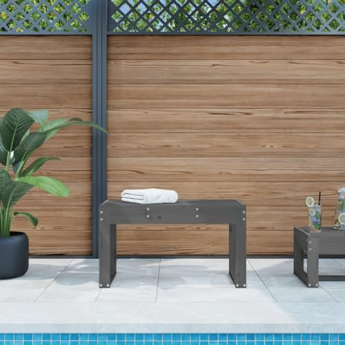 Tidyard Gartenbank Balkonbank Blumenbank Flurbank Sitzbank Parkbank Terrassenbank für Patio,Garten,Hinterhof,Veranda Gartenmöbel Außenbank Gartenbankpark Grau 80x38x45 cm Massivholz Kiefer