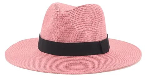 FULUJIDI Fedora Trilby Filzhut Hut Schwarz Band Panama Strohhut Flache Traufe Outdoor Sonnenschirm Strand Hüte Für Frauen 10