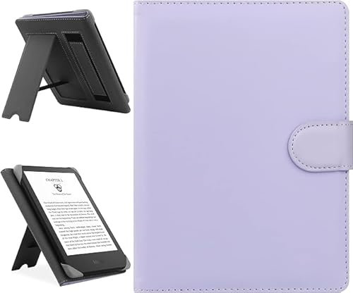 HoYiXi Universal Hülle Kompatibel mit 6.8'' Kindle Paperwhite/6'' Neue Kindle 2022 & 2019/Kobo Clara HD/Kobo Clara 2E Leder Stand Schutzhülle für 6-6.8'' Pocketbook/Tolino/Sony E-Book Reader,Purple