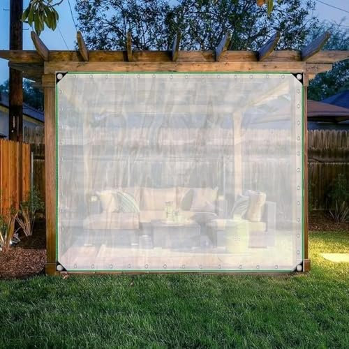 Kanduo Transparente Plane Transparente Pergola-Vorhänge, transparente Plane mit Ösen, staubdicht, regendicht, wasserdichte transparente Plane Transparente Außenplanen(1.1x2m)