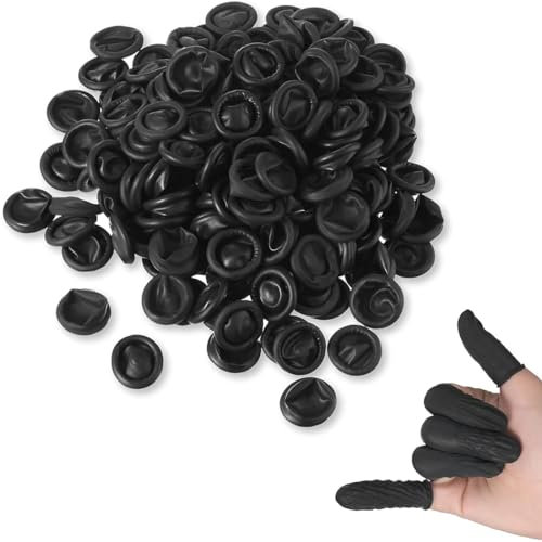 XBFOCNH 100pcs Doigtiers en Latex, Doigtier Caoutchouc,Doigtier Silicone,Doigtiers en Latex,Doigts en Gel Cots,Caoutchouc Antistatique Protéger,Jetables de Protecteur de Bout des Doigts