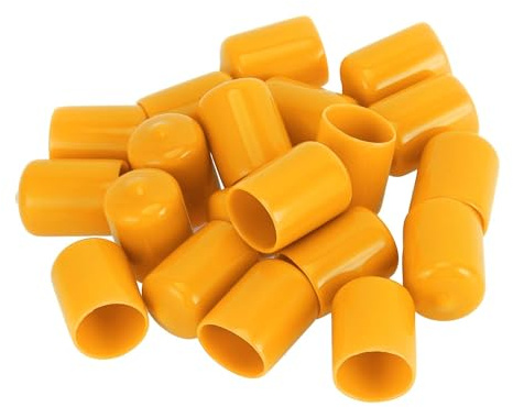 TUCKBOLD Wheel Lug Nut Bolt Cylindrical Shape Exterior Rims Tire Nut Screws Dust Cap Cover Nut Protection Yellow 20pcs 19mm PVC