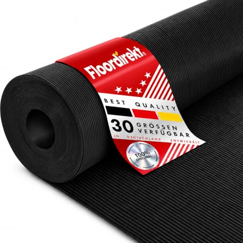 Floordirekt Tapis en caoutchouc, à rainures fines, 3 mm, revêtement de sol antidérapant, nervures fines, noir, 100 x 300 cm