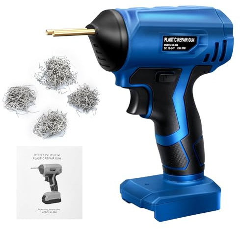 Kabellos Kunststoff Schweißgerät kompatibel mit Bosch 18V-Akku, Tragbares Kunststoffreparaturset mit 400pcs Heißem Hefter für die Reparatur von Kunststoffrissen (ohne Akku)