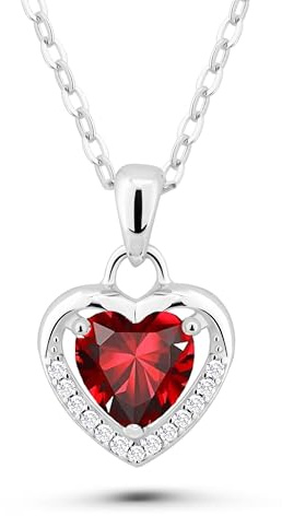 VICKWOOD Herzkette Damen Halskette Silber 925 in Gold/Silver/Rosegold mit Herzanhänger für Frauen Blau/Weiß/Rot/Pink Zirkonia Damen Schmuck Ketten Geschenk für Freudin