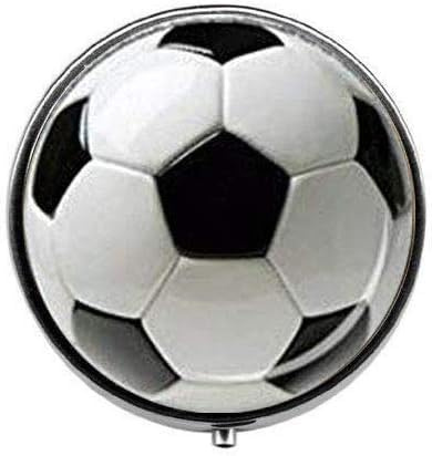 Boîte à pilules en verre pour joueur de football - Cadeau pour joueur de football - Boîte à pilules à breloques en verre