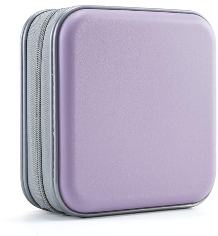 UENTIP CD-fodral, 48 kapacitet hårdplast bärbar resa DVD-fodral skyddande dragkedja CD-fodral hållare bilförvaring plånbok väska, lavendel, 48Capacity, Klassisk