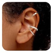 ALEXCRAFT Manchette Oreille Femme Acier Ear Cuff Acier Inoxydable Argent Boucle Cartilage Oreille Femme Earcuff Argent 92 Boucle d Oreille Acier Inoxydable Sans Trou 3 Pièces