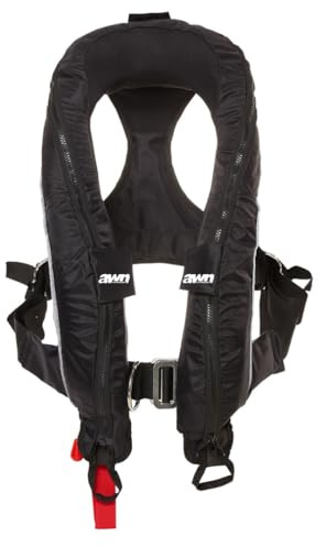 awn Rettungsweste Automatik Offshore 275N Black Edition, EN ISO 12402-2 zertifiziert, UML-Automatiksystem, Schwarz, 275N Auftrieb, für Offshore, Schwerwetter, Bohrinseln, mit Reflexstreifen und Signal