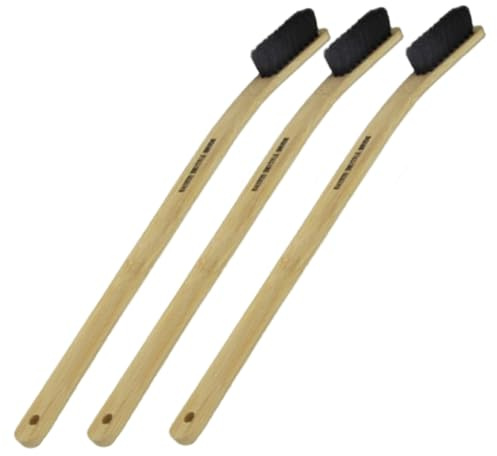 Cepillo limpiador de llantas, 3 piezas, 16 pulgadas, multiusos, de nailon, con mango curvo de bambú para el espacio entre el motor y los neumáticos. Cepillo para ruedas de coche.