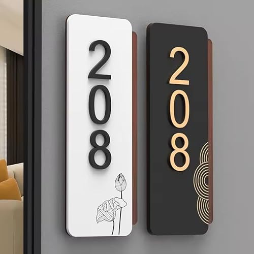 Personalized Acrylic 3D Double-Layer Door Sign, Custom House Number Plaque, Address Signage for Interior and Exterior Door, Residential Hotel Apartment Room Number Office Sign Plaque(28x11cm)