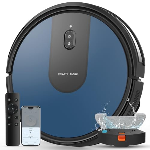 Bagotte Robot Vacuum Cleaner with Mop, 5000Pa Ultra Strong Suction 4-in-1 Robotic Vacuums, Auto Carpet Boost, Long Running Time, Alexa/App/WiFi for Pet Hair Hard Floor