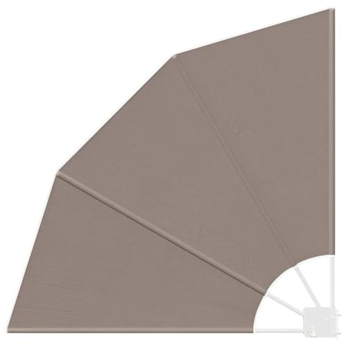 vidaXL Pantalla de privacidad para Exteriores en Color Taupe, Forma de Abanico, 115 cm, colapsable, Resistente a los UV, con Marco de Acero Recubierto de Polvo. Ideal para Decorar tu balcón o jardín