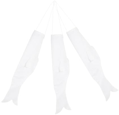 Hohopeti 3pcs DIY Blank Japanese Carp Streamer Kit for Koinobori Windsock Flags for Outdoor Festivals Creative Garden Decor Craft with Friendly Art Supplies