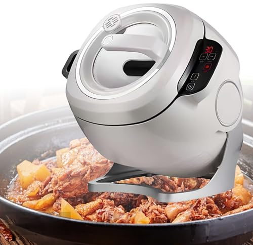 UPLTOE Multifunction Electric Cooker,Machine à Riz Frit Au Wok De Cuisson Automatique, Easy Cooking, No Smoke, Healthy Stir Fry，rotation Automatique à 360 °，2000 W 6 L