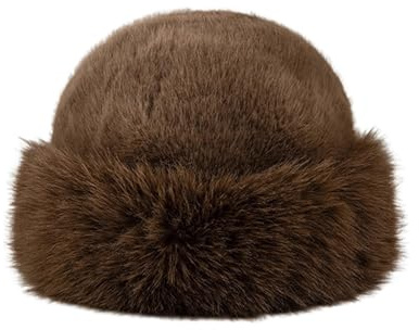 Wokuaile Chapeau de Fausse Fourrure Femmes pour Hiver, Chaude Chapka Bonnet avec Polaire Chapeau de Trappeur Marron