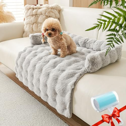 XJQ Luxuriöses Cozy Betten Hund Sofa, Weich Hundebett Auto mit ErhöHte RäNder, Wasserabweisend und Maschinenwaschbar, Geben Sie Hunden EIN GefüHl Von Sicherheit und WäRme (Hellgrau)