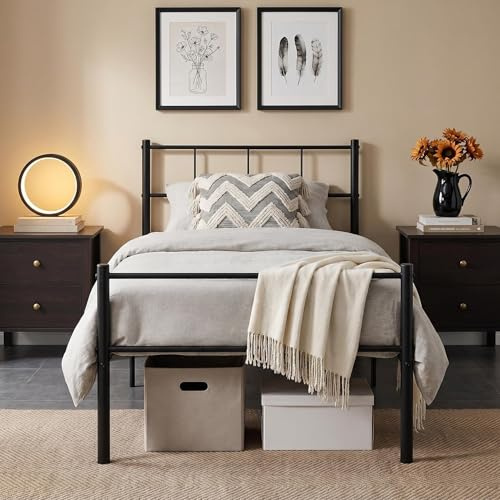 Panana Black 3FT Single Bed Frame Metal Bed Frame,196x96x88cm(FRBM06) | Solid Bedstead,Modern Style with Headboard & Footboard,No Box Spring Needed,Easy Assembly,Perfect for Teenager,Children