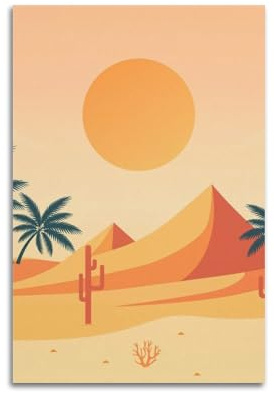 Plant Landscape Cartoon Egypt Desert Pyramid Palm Decorative Painting Canvas Wall Posters And Modern Family Bedroom Decor 24x36inch(60x90cm)