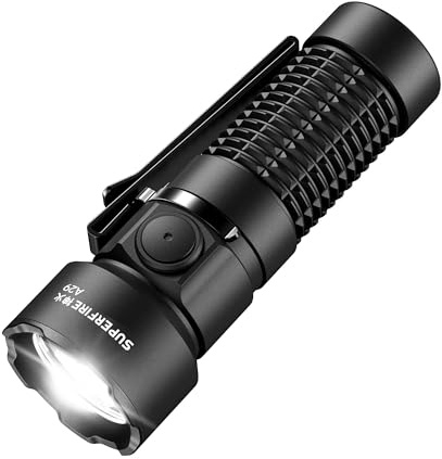 SuperFire 500000 lumens LED Torch Rechargeable, Tactical Light with 5 Modes & USB-C Fast Charging, IP44 Water Resistant, Compact Pocket-Sized Design for Fishing, Hiking, Cycling and Security Work