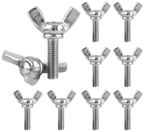 GEERYZHE 10 Stück M5 Flügelschrauben, 20 Mm Bolzenlänge, Flügelschrauben-Sortiment aus Edelstahl 304 für Maschinenbefestigungs-Reparaturwerkzeug-Zubehör – Langlebige Hardware-Komponenten