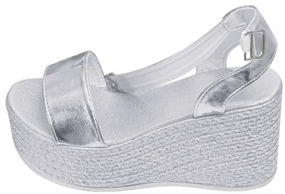 ZTFYKLIN Women Sandals Summer Pantuflas De Verano Con Cuña Y Punta Para Mujer (Silver, 38) Zapatos Comodos Cangrejeras Piel Sandalias Colores Goma Boda Cuero Deportivas Sandalia Barefoot
