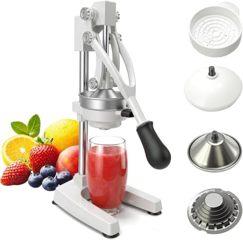 Presse Agrumes Manuel avec Tête Pointue & Plate, Acier Inoxydable Presse Orange avec Tasse Mesure 500ml, Presses Fruit avec Base U Stable, Haute Extraction de Jus, pour Citron, Orange, Pamplemousse