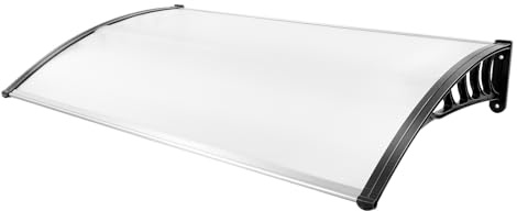 Auvent De Porte Entrée 90x150CM Marquise Porte Transparent Noir, Abri Protection Contre La Pluie Et UV Abri Porte Mural Rectangulaire Arc, Température pour Balcon Fenêtre Terrasse Garage Vitrine