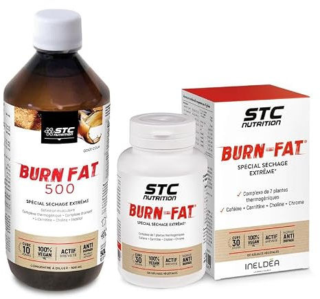 STC NUTRITON - Pack Burn Fat - Brûle-Graisse & Déstockage - Séchage extrême + Définition Musculaire - Cure Complète 1 Mois - L-Carnitine, Café Vert, Guarana & Thé Vert - Gélules + Solution Liquide