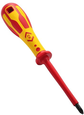 C.K Dextro VDE Pozidriv Screwdriver PZ2 x 100mm, Insulated Screwdrivers for Electricians, Tested to 10,000v, Gripping Precision Tip, Pozi Heavy Duty Screw Driver Electrician, Hand Tools, T49143-2