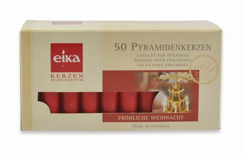 Idena 8530317 50-Pyramidenkerze, Wachs, rot, 14 x 70 mm, 7,2 x 14,6 x 7,8 cm