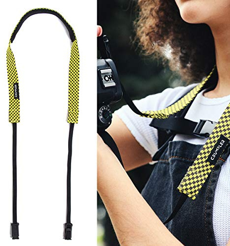 Crumpler CHST-004 Checkstrap Universal Kamera Schultergurt (Trageriemen, längenverstellbar) grau/gelb