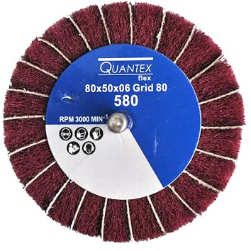 Fächerschleifer mit Vlies-Gewebekombination 80mmx50mm, 6mm Einspannschaft, Körnung: 80 - Schleifmopstift, Lamellenschleifer, Schleifmop Schleifvlies, Lamellenrad mit Schaft.
