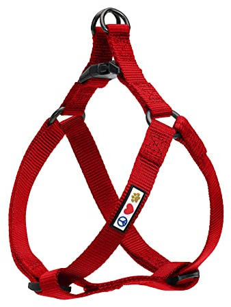 Pawtitas Solid Step-in Dog Harness – Adjustable No-Pull Vest for Puppies to Seniors, Safe & Comfortable S Red