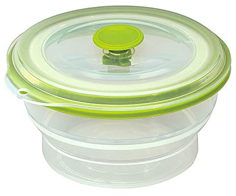 Flexline Faltbare Frischhaltedose, 100% reines, sicheres Premium-Silikon (inkl. Deckel), 0,4 Liter, Aufbewahrungsbox mit Deckel, Stabiles Mikrowellengeschirr mit Ventil, Backofenfest bis 230°C
